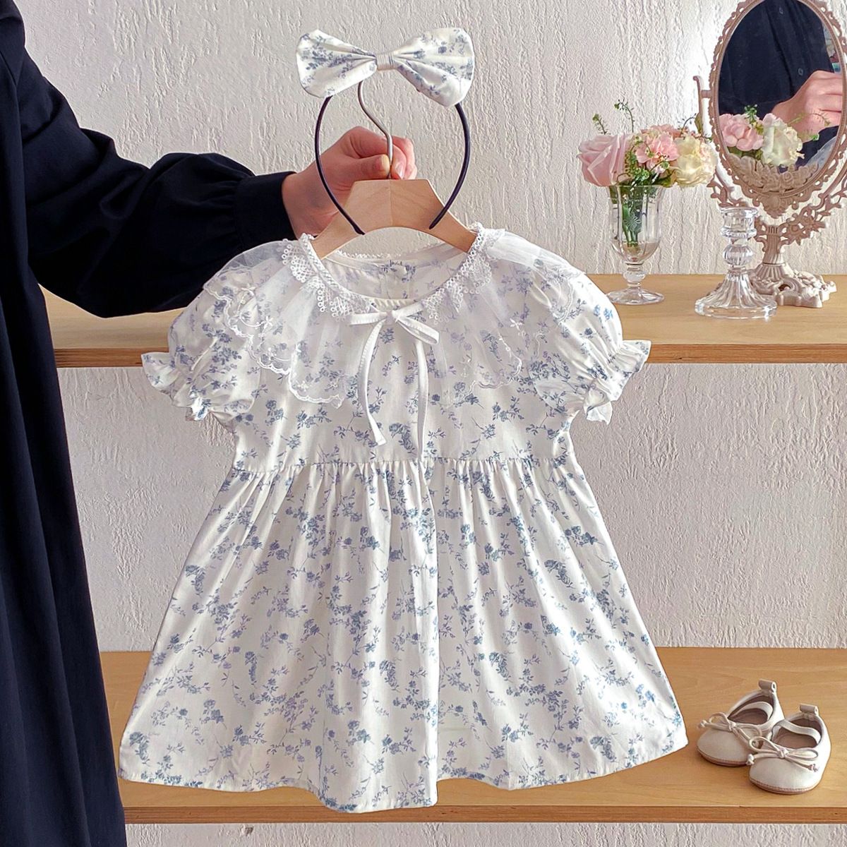 Mädchen Blumen Kleid Mit Spitzenbesatz Für Den Sommer_voghion.com