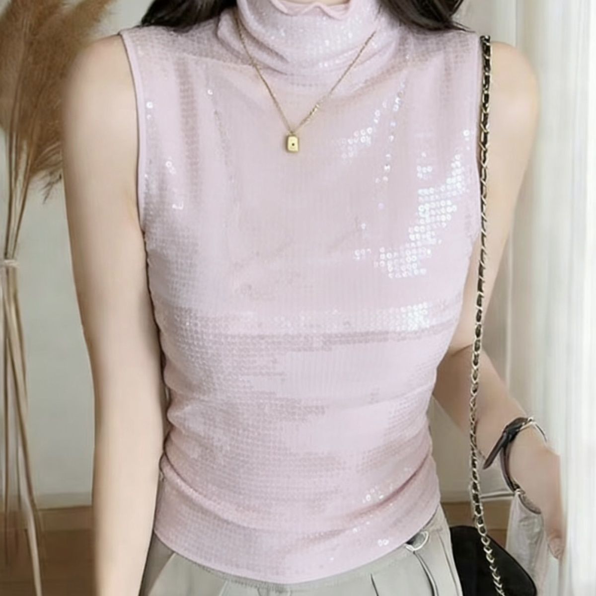 Sexy Sequin Tank Spring Summer, Sleeveless Camisole, New Style Slim-fit Top Hot Girls, European And American Style,_ecoleips.com