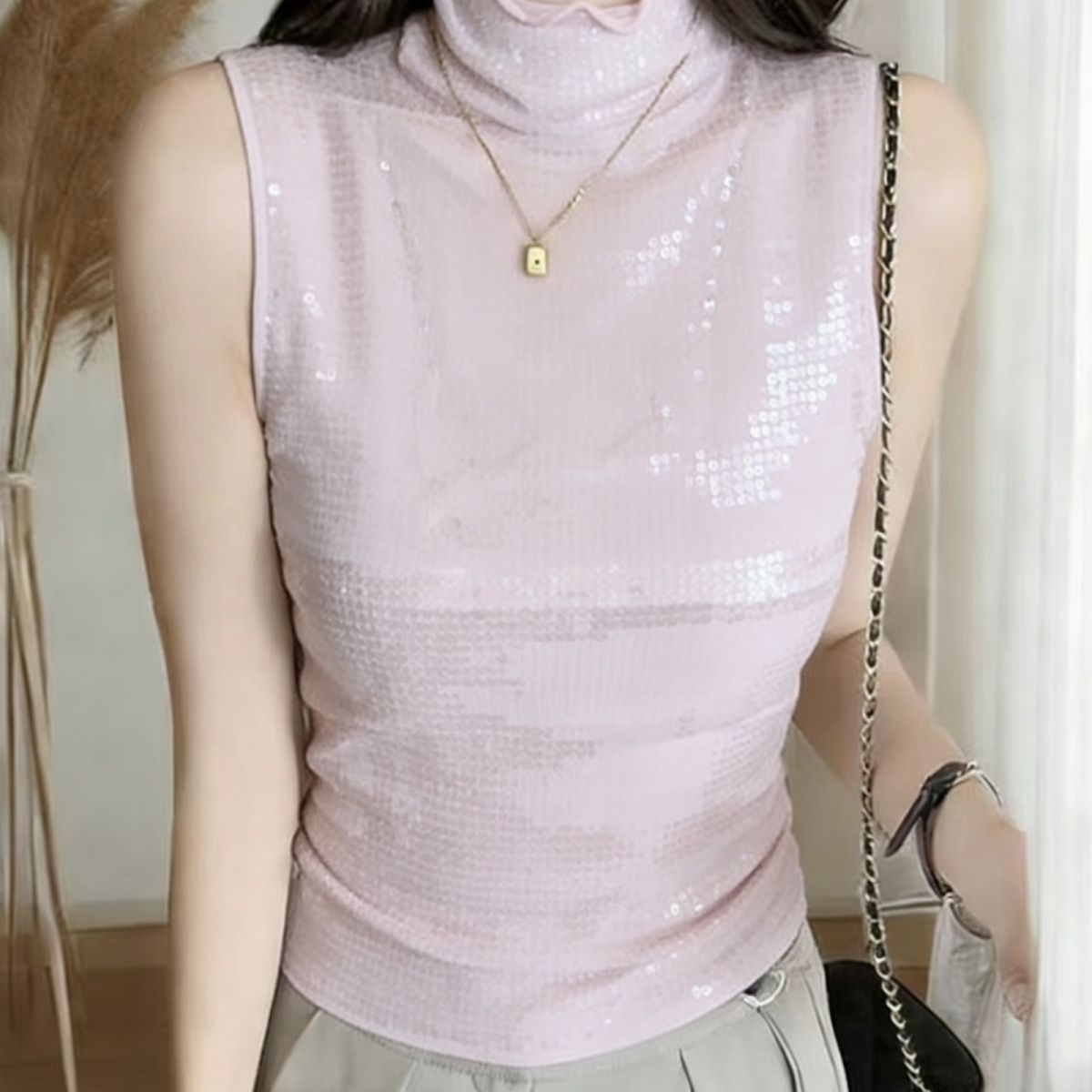 Sexy Sequin Tank Spring Summer, Sleeveless Camisole, New Style Slim-fit Top Hot Girls, European And American Style,_voghion.com
