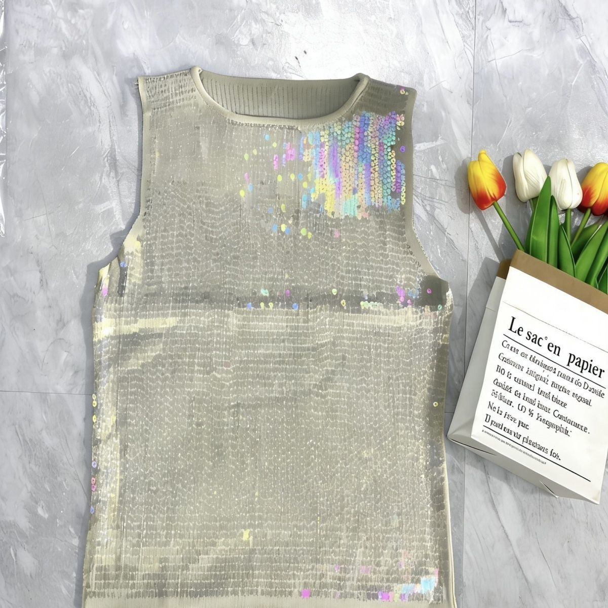 New 2026 Heavy-duty Summer Sequin Slim-fit Design Camisole Versatile Base Layer High-end Sleeveless Top_ecoleips.com