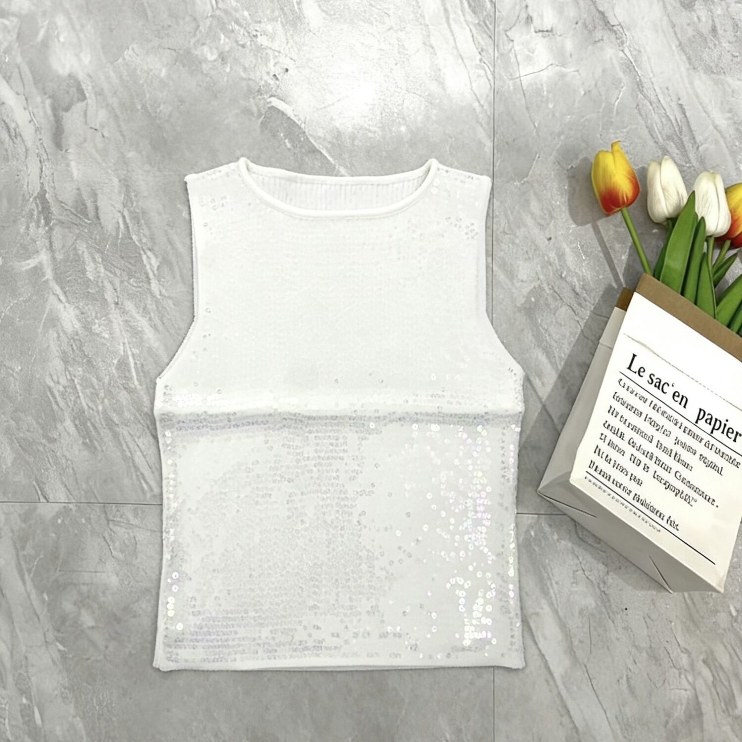 New 2026 Heavy-duty Summer Sequin Slim-fit Design Camisole Versatile Base Layer High-end Sleeveless Top_ecoleips.com