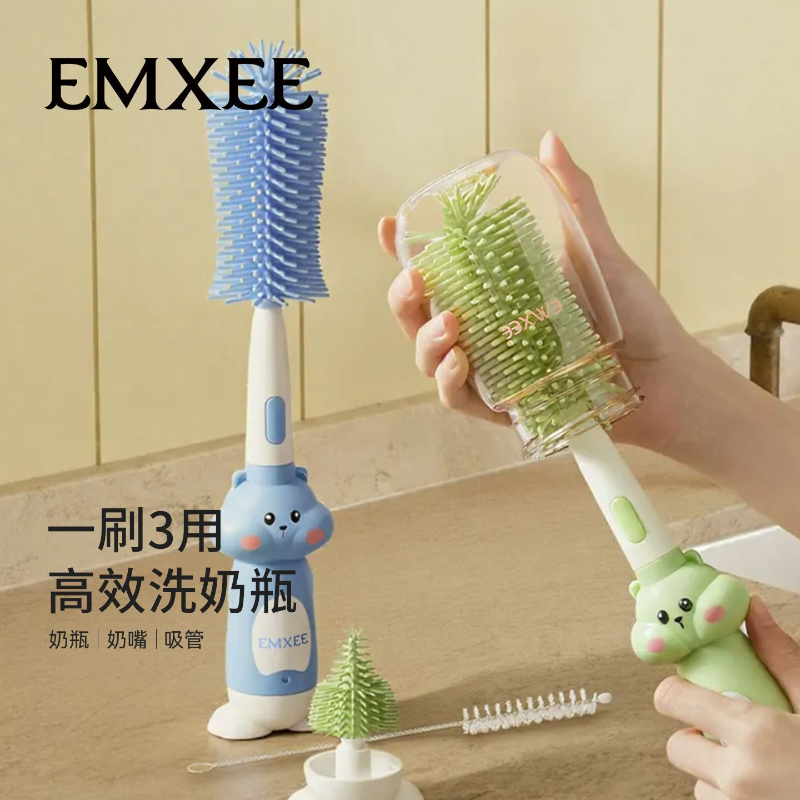 嫚熙奶瓶刷新生婴儿专用宝宝洗奶嘴刷子套装便携式硅胶奶瓶清洗刷