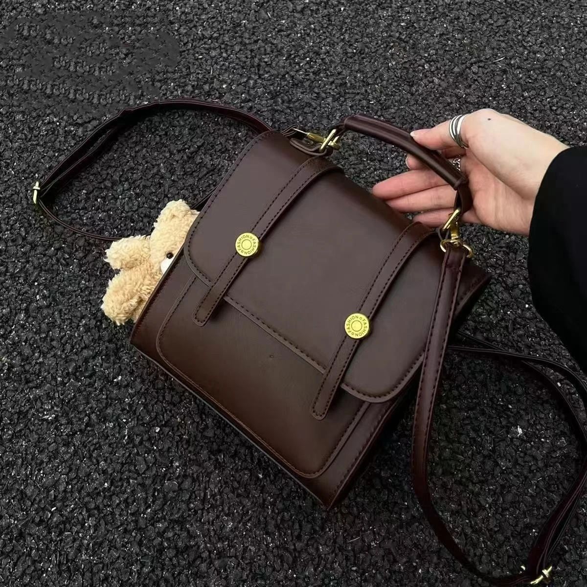 2026 New Women's Vintage Trendy Fashion Small Backpack, Large Capacity For Commuting, Ladies' Backpack And Handbag_voghion.com