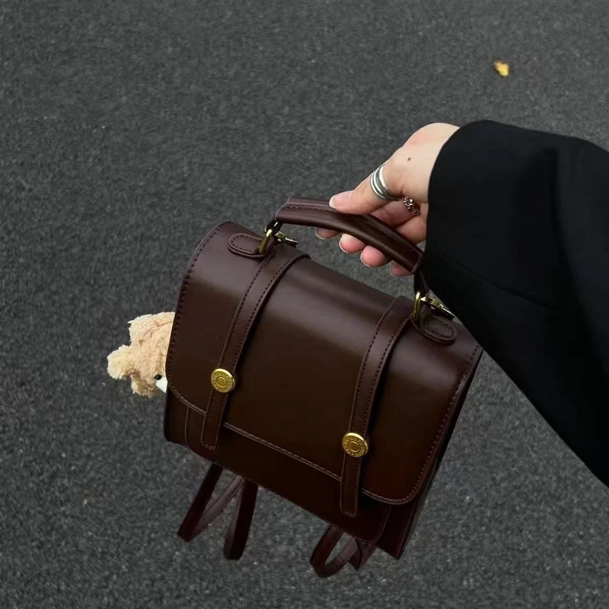 2026 New Women's Vintage Trendy Fashion Small Backpack, Large Capacity For Commuting, Ladies' Backpack And Handbag_voghion.com