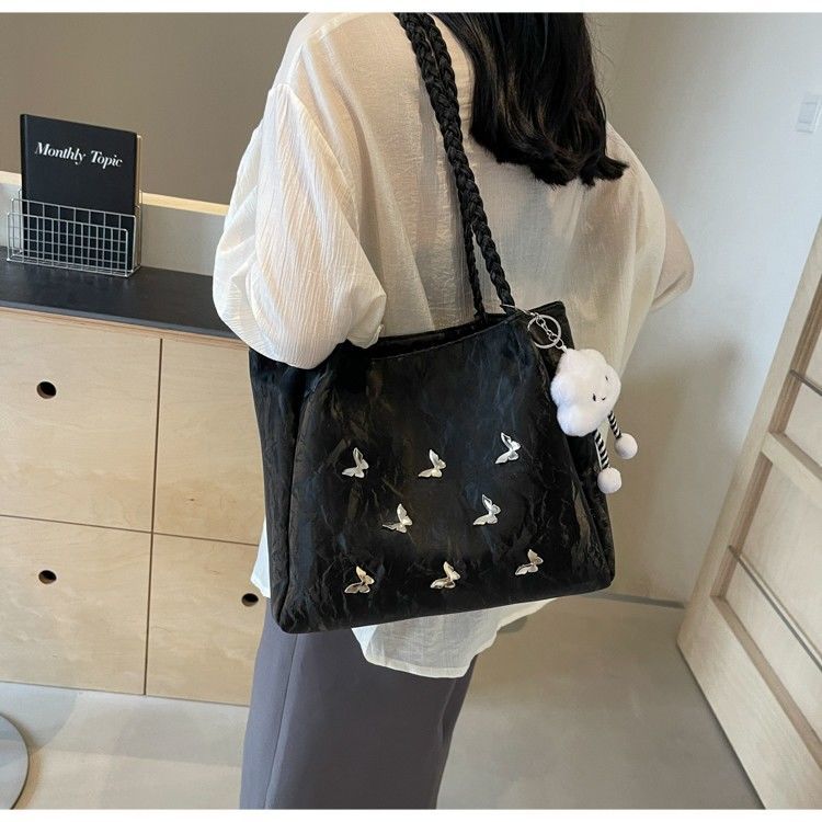 Borsa tote elegante da donna grande borsa a spalla con farfalla_voghion.com