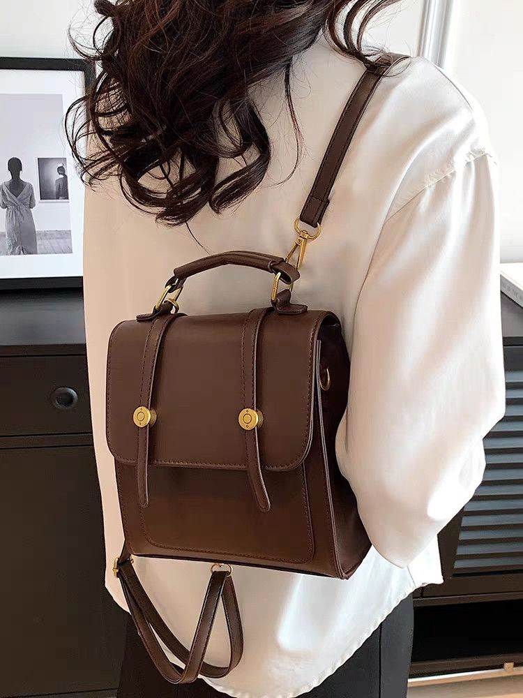 2026 New Women's Vintage Trendy Fashion Small Backpack, Large Capacity For Commuting, Ladies' Backpack And Handbag_voghion.com