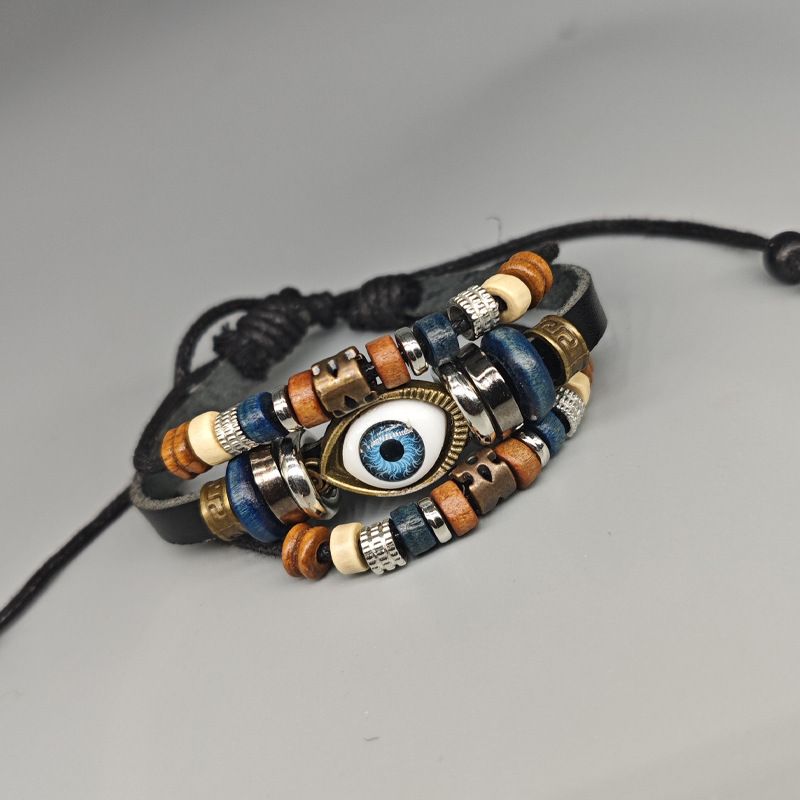 Trendiges Armband für Paare, beliebt online, gewebtes Lederarmband mit Augenmotiv, europäisches Armband_voghion.com