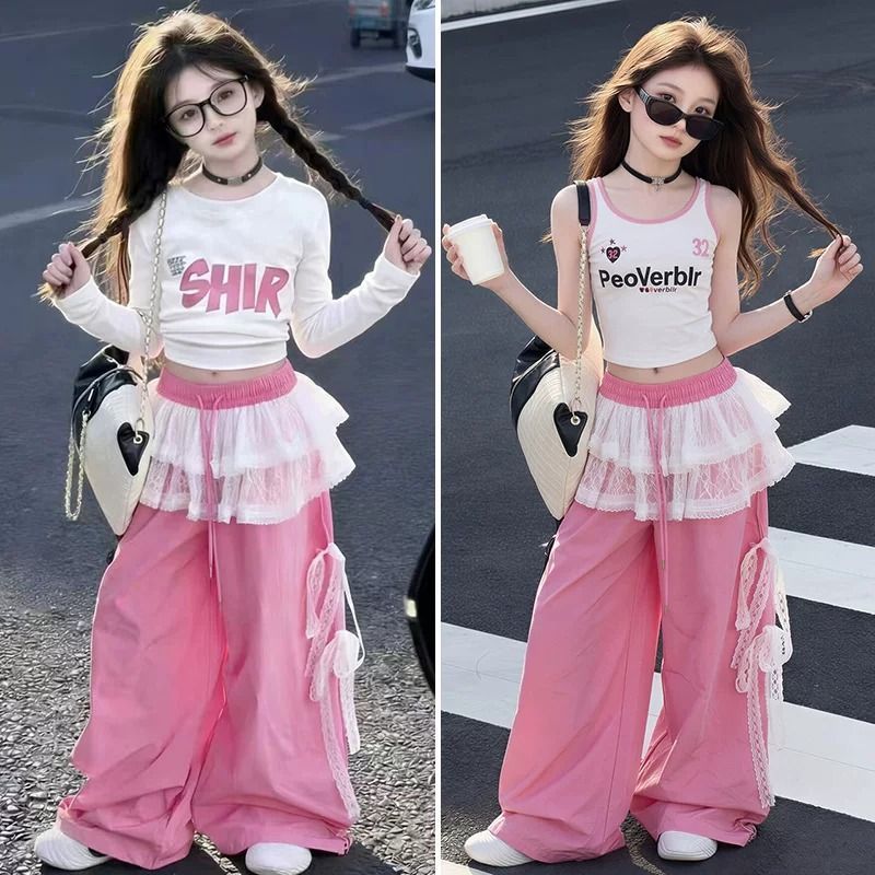 女童多巴胺套装夏装2026新款女大童超好看夏季气球裤甜酷炸街穿搭