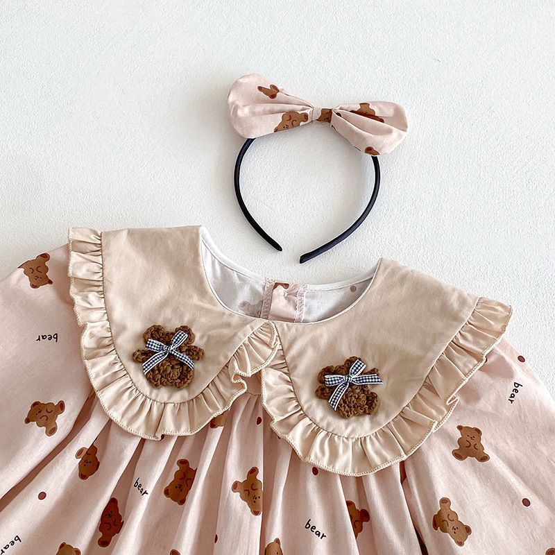Langarm Baby Mädchen Romper Kleid Mit Rüschen Und Kragen_voghion.com