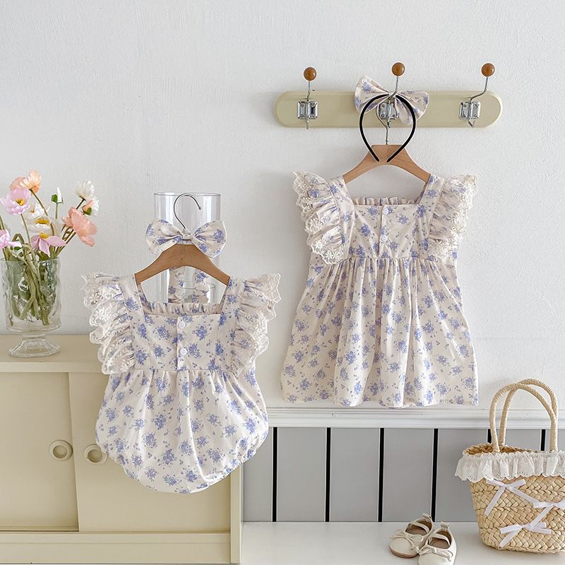Barboteuse à fleurs pour bébé fille robe été style princesse_voghion.com