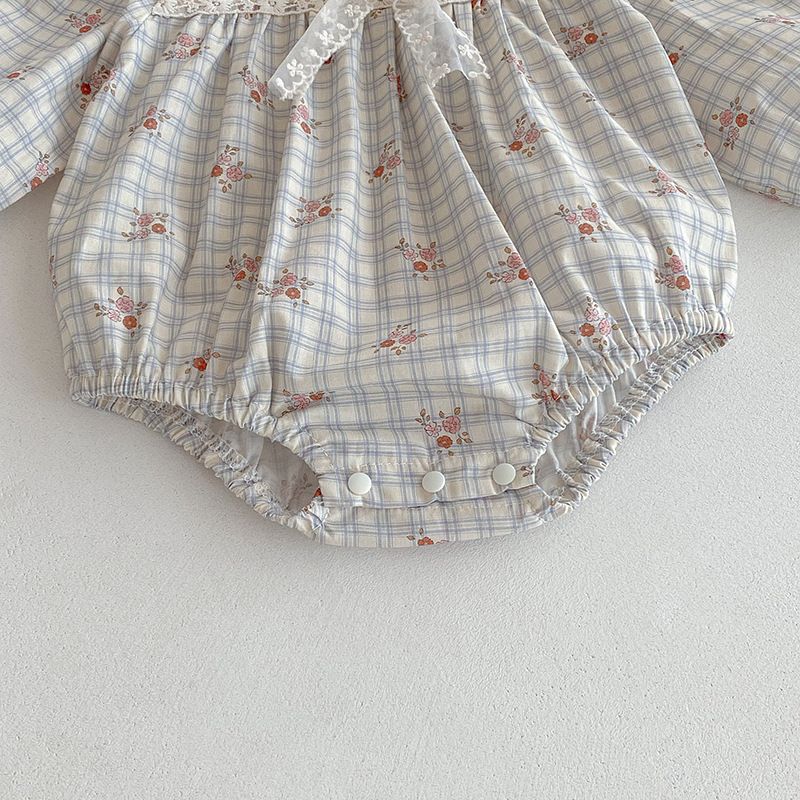 Baby flickor rutig blommig romper och klänning höststil_voghion.com