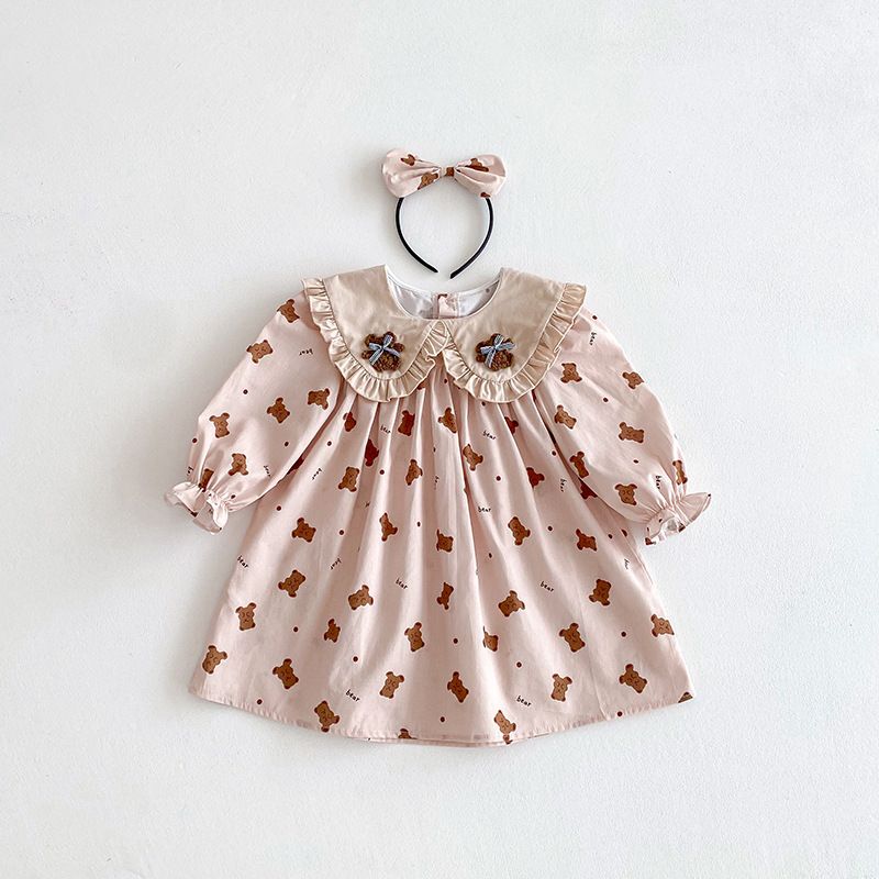 Langarm Baby Mädchen Romper Kleid Mit Rüschen Und Kragen_voghion.com