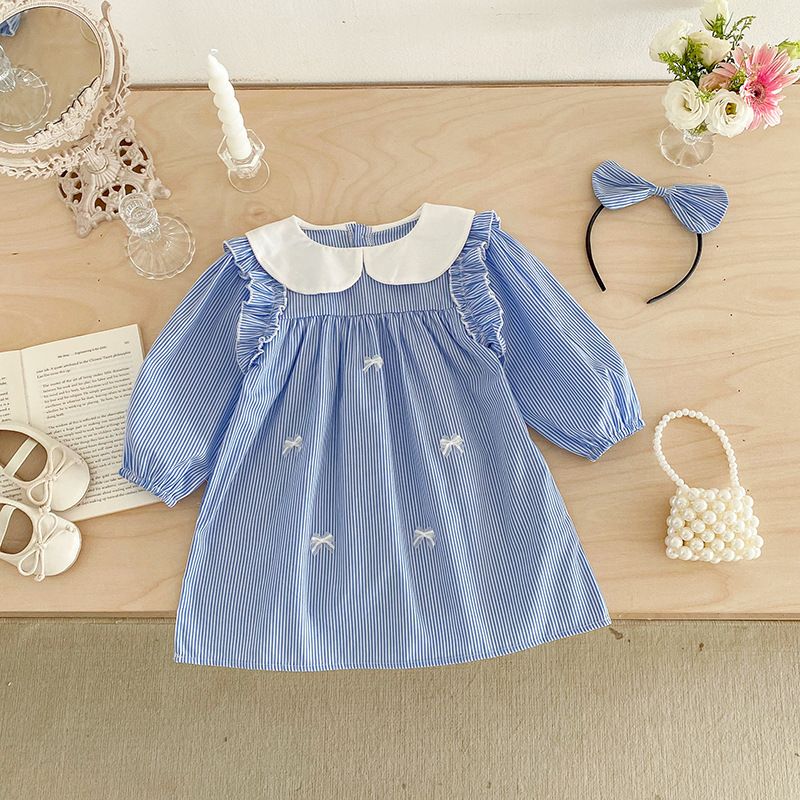 Mädchen Langarm Kleid Gestreiftes Freizeitkleid Für Den Herbst_voghion.com