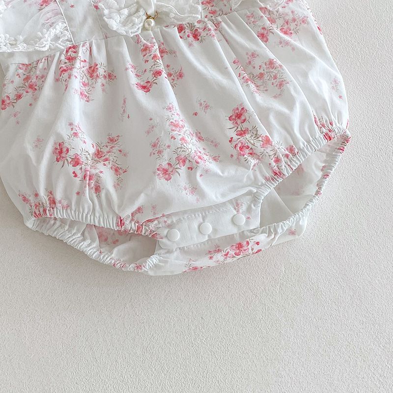 Robe barboteuse bébé fille style princesse dentelle été_voghion.com