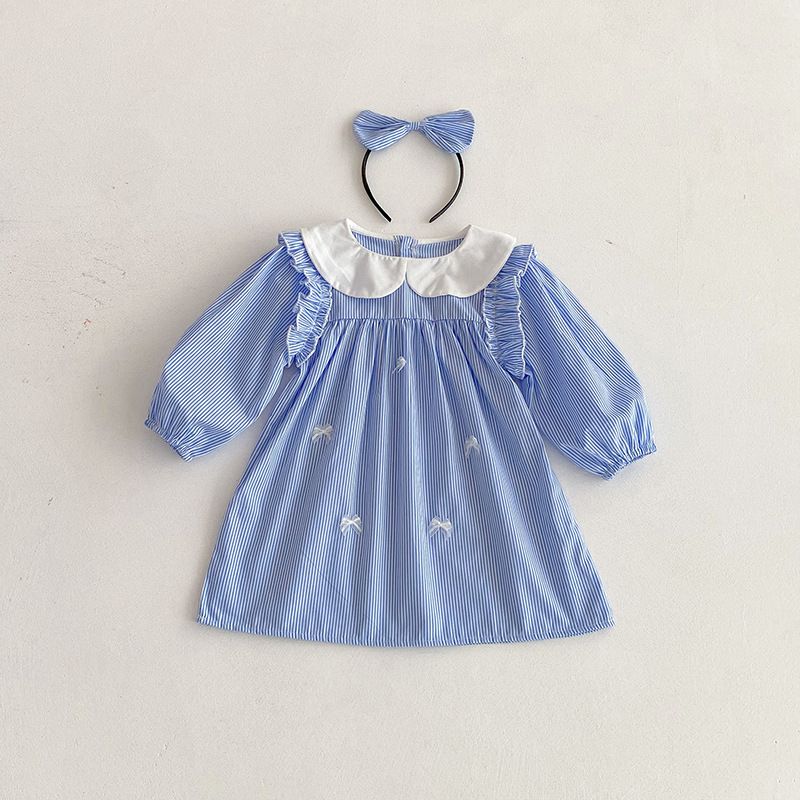 Mädchen Langarm Kleid Gestreiftes Freizeitkleid Für Den Herbst_voghion.com
