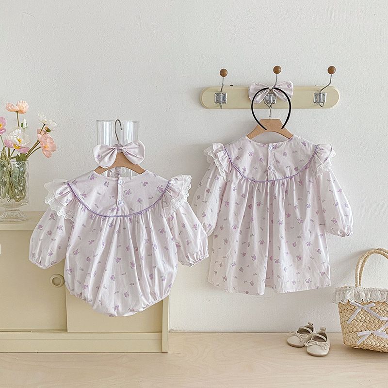 Baby Mädchen Langarm Strampler Mit Blumen Spitze Für Den Herbst_voghion.com