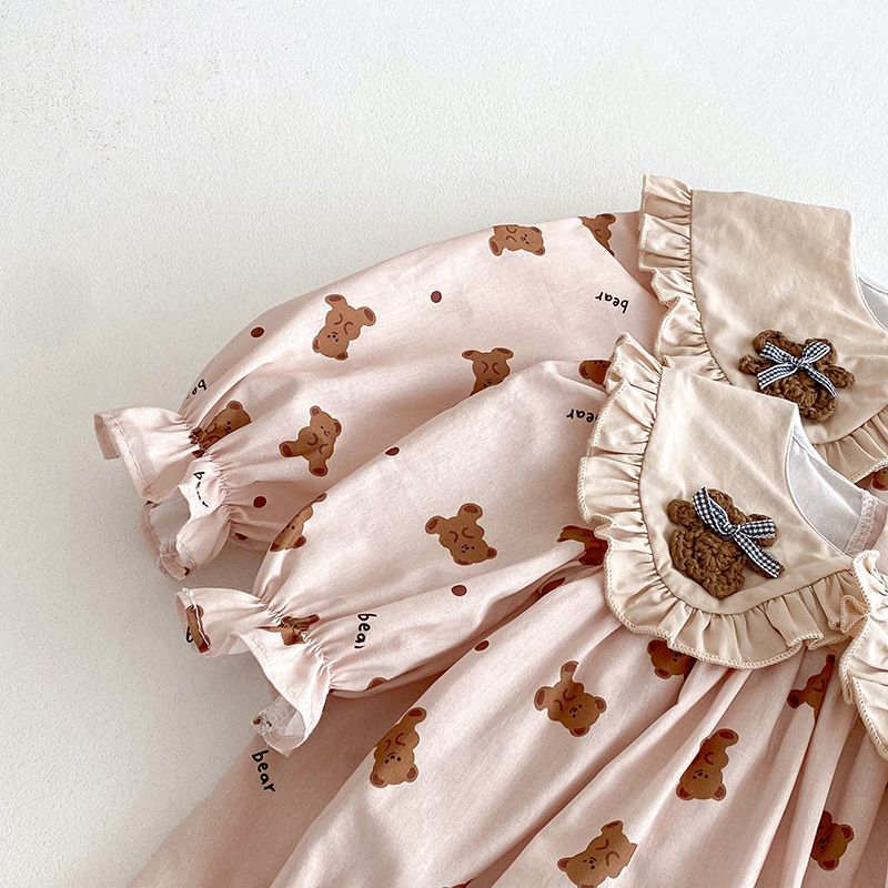 Langarm Baby Mädchen Romper Kleid Mit Rüschen Und Kragen_voghion.com