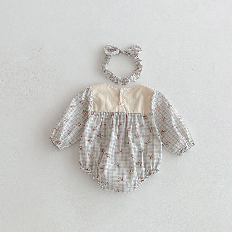Baby flickor rutig blommig romper och klänning höststil_voghion.com
