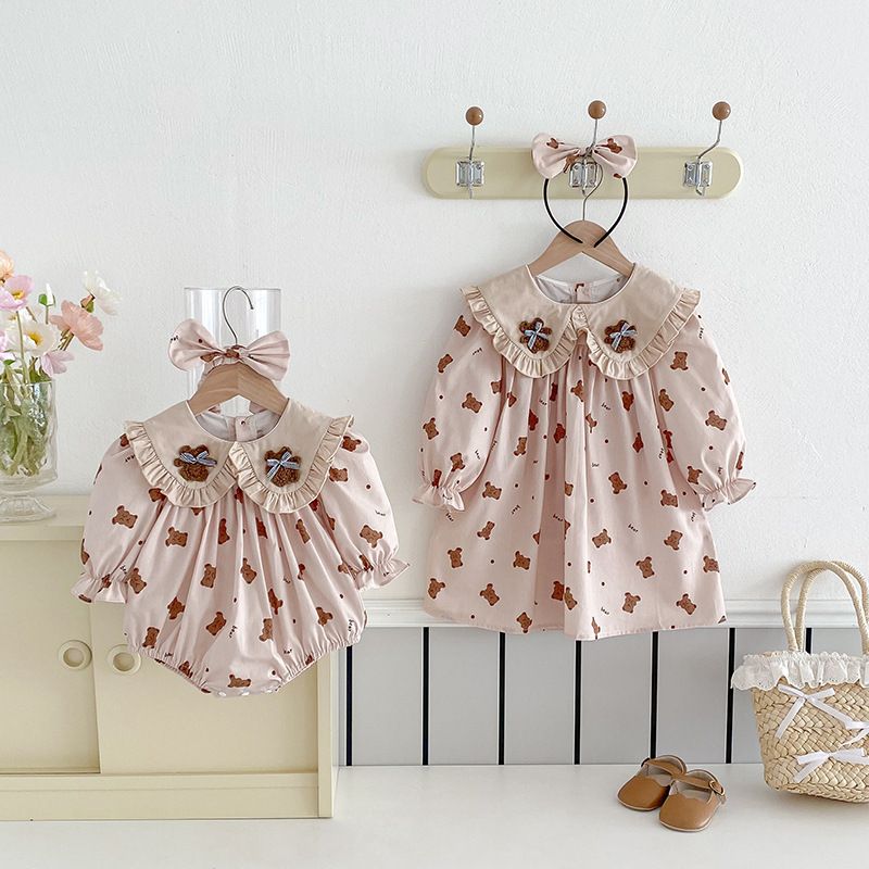 Langarm Baby Mädchen Romper Kleid Mit Rüschen Und Kragen_voghion.com