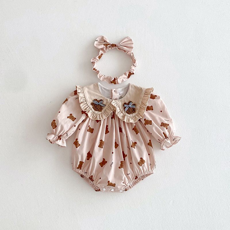 Langarm Baby Mädchen Romper Kleid Mit Rüschen Und Kragen_voghion.com