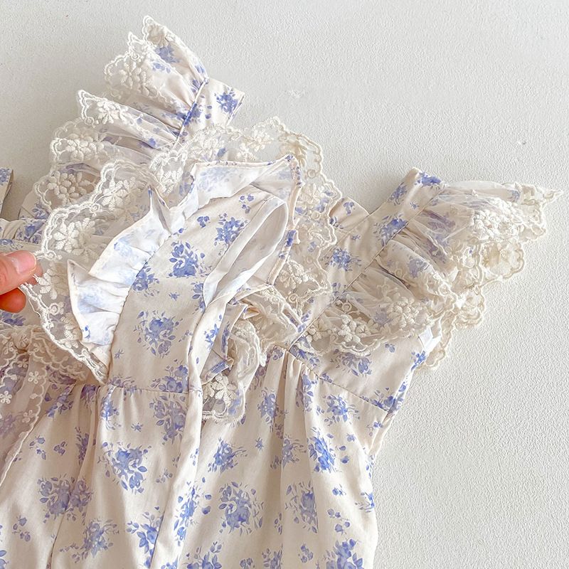 Barboteuse à fleurs pour bébé fille robe été style princesse_voghion.com
