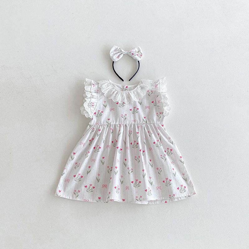 Atmosphärischer Spitzen-spieler Für Mädchen Sommerkleid_voghion.com