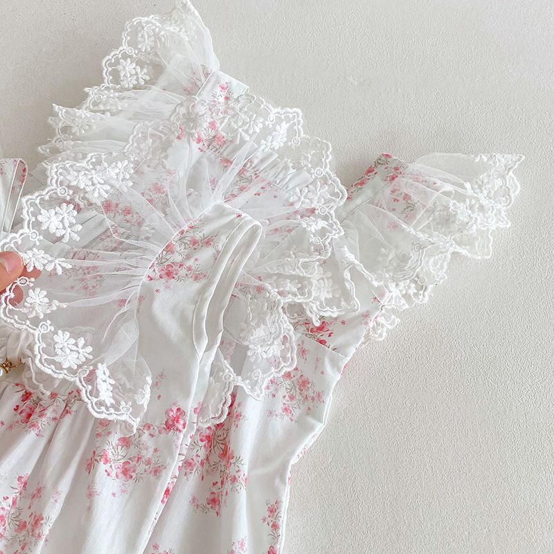 Robe barboteuse bébé fille style princesse dentelle été_voghion.com