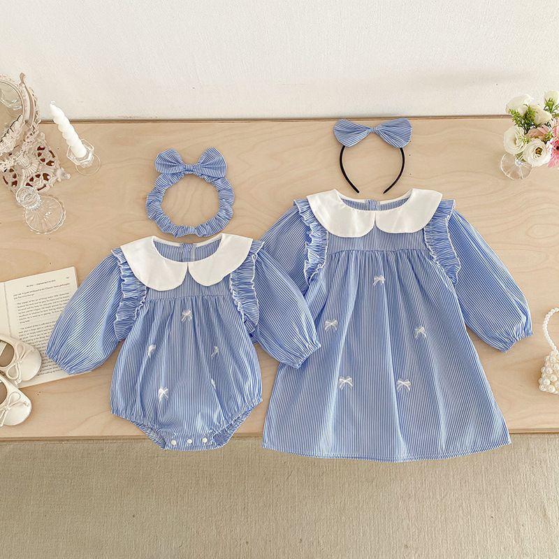 Mädchen Langarm Kleid Gestreiftes Freizeitkleid Für Den Herbst_voghion.com