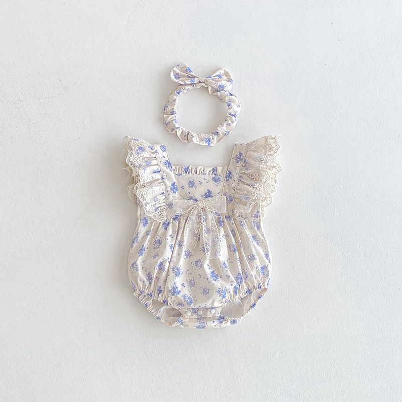 Barboteuse à fleurs pour bébé fille robe été style princesse_voghion.com