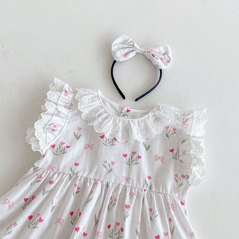 Atmosphärischer Spitzen-spieler Für Mädchen Sommerkleid_voghion.com
