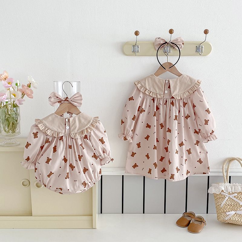 Langarm Baby Mädchen Romper Kleid Mit Rüschen Und Kragen_voghion.com