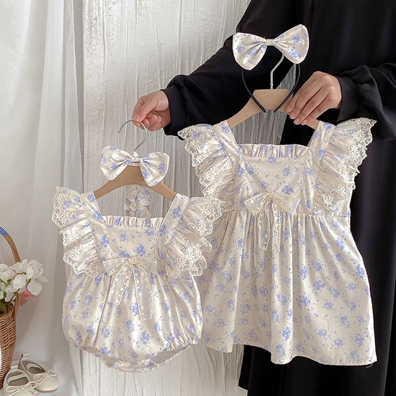 Barboteuse à fleurs pour bébé fille robe été style princesse_voghion.com