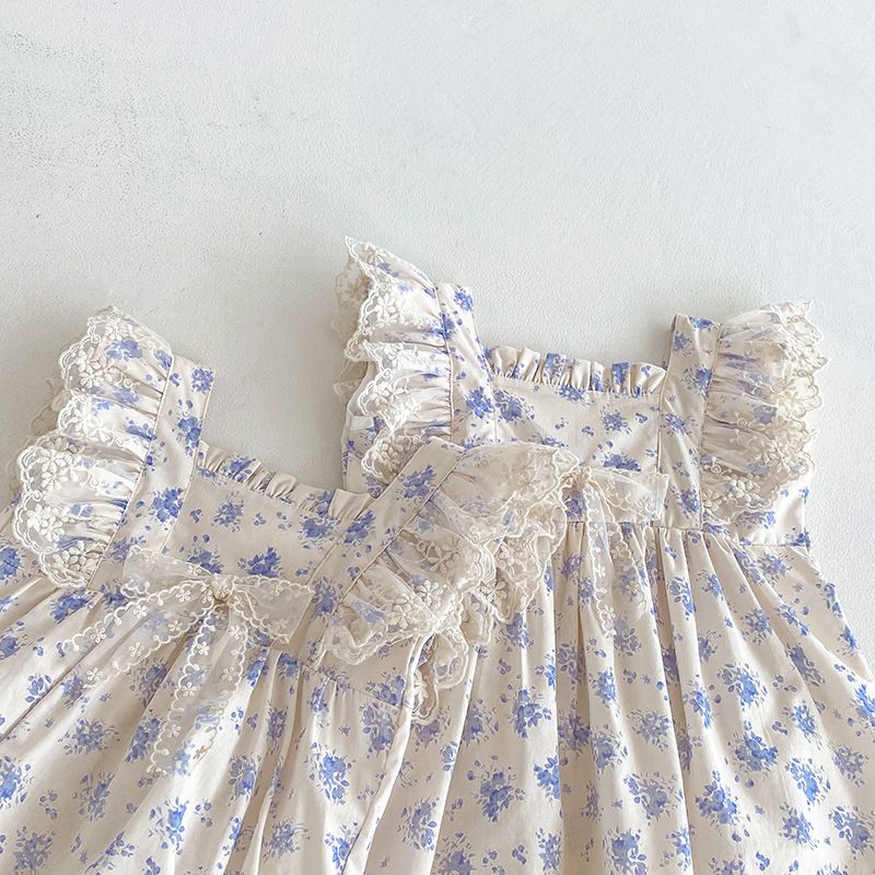 Barboteuse à fleurs pour bébé fille robe été style princesse_voghion.com