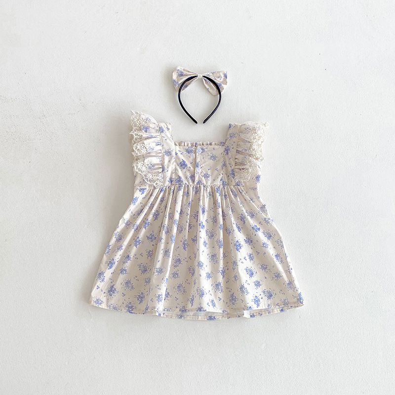 Barboteuse à fleurs pour bébé fille robe été style princesse_voghion.com