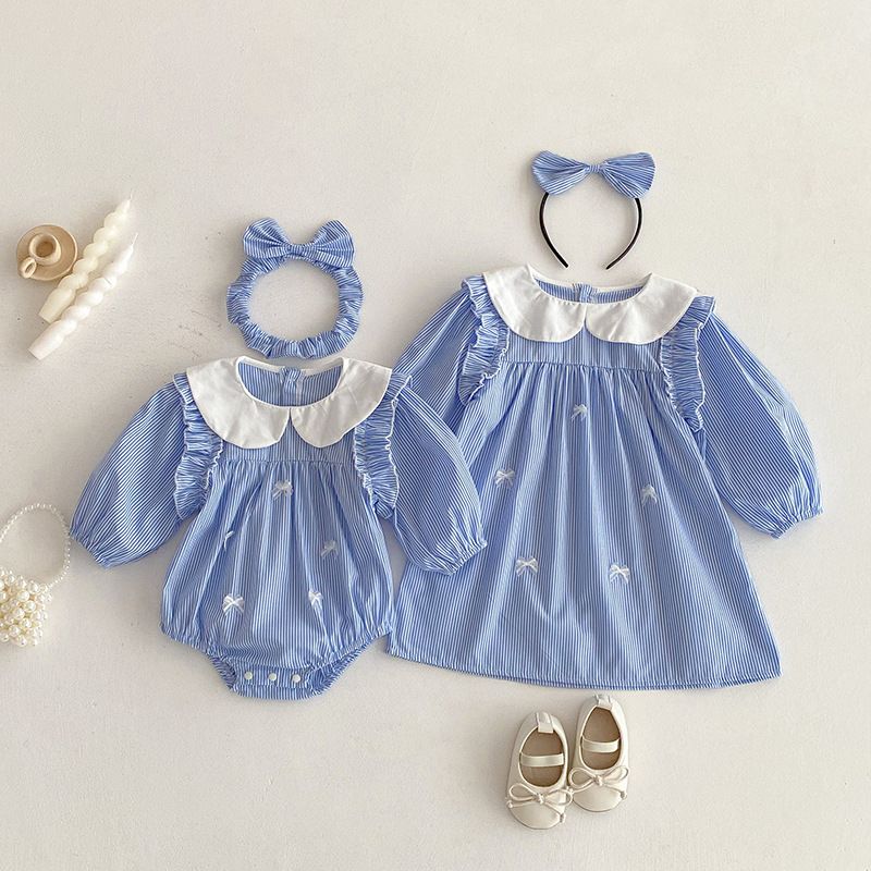 Mädchen Langarm Kleid Gestreiftes Freizeitkleid Für Den Herbst_voghion.com