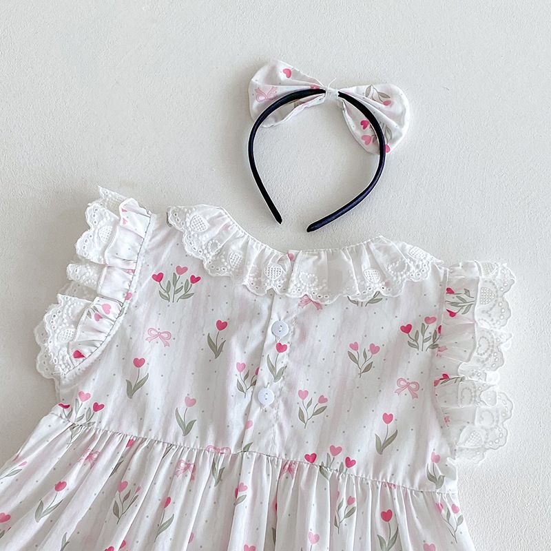 Atmosphärischer Spitzen-spieler Für Mädchen Sommerkleid_voghion.com