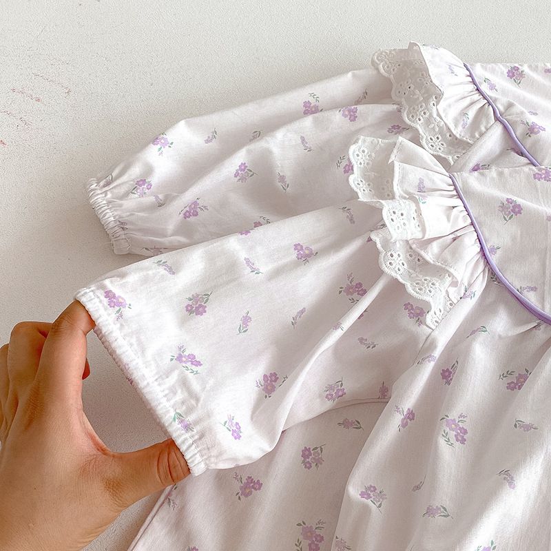 Baby Mädchen Langarm Strampler Mit Blumen Spitze Für Den Herbst_voghion.com