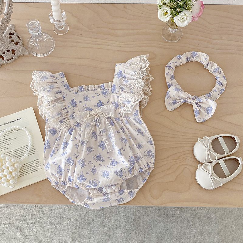 Barboteuse à fleurs pour bébé fille robe été style princesse_voghion.com