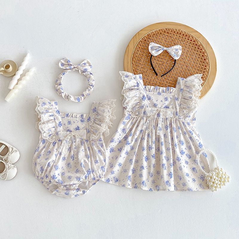 Barboteuse à fleurs pour bébé fille robe été style princesse_voghion.com