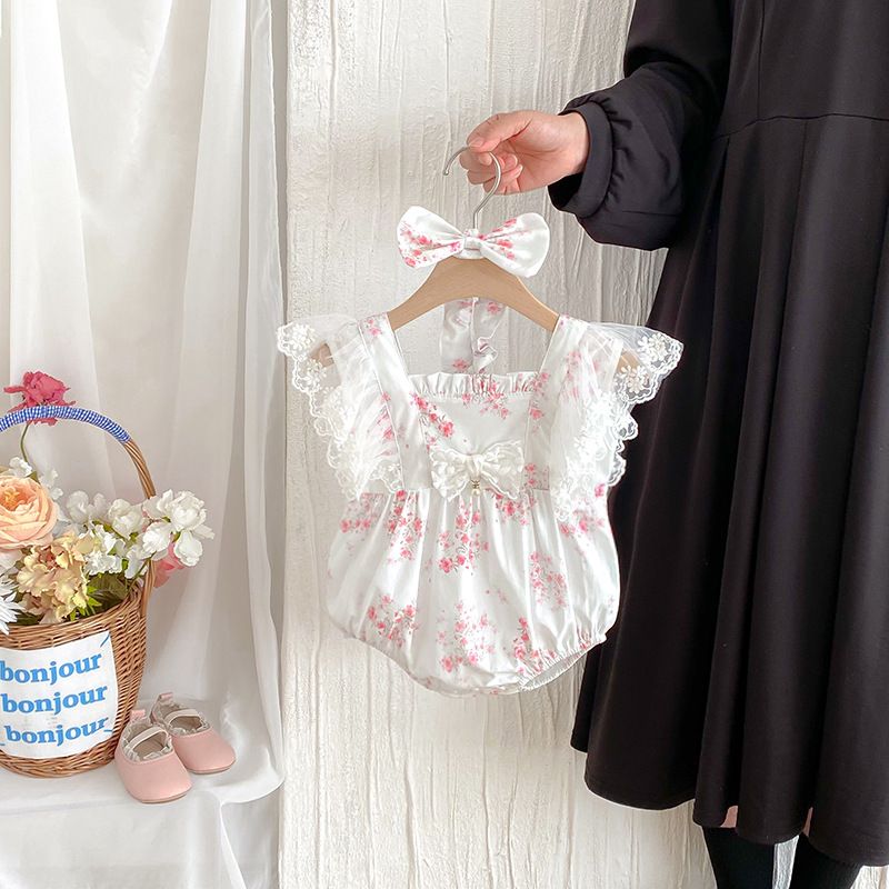Combinaison d'été pour bébé fille, robe princesse, collection 2026, élégante en dentelle, tenue parfaite pour la naissance d'une petite sœur._voghion.com