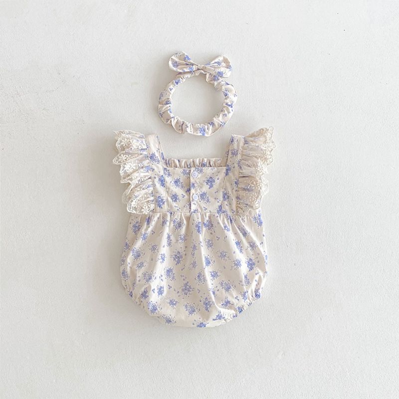 Barboteuse à fleurs pour bébé fille robe été style princesse_voghion.com