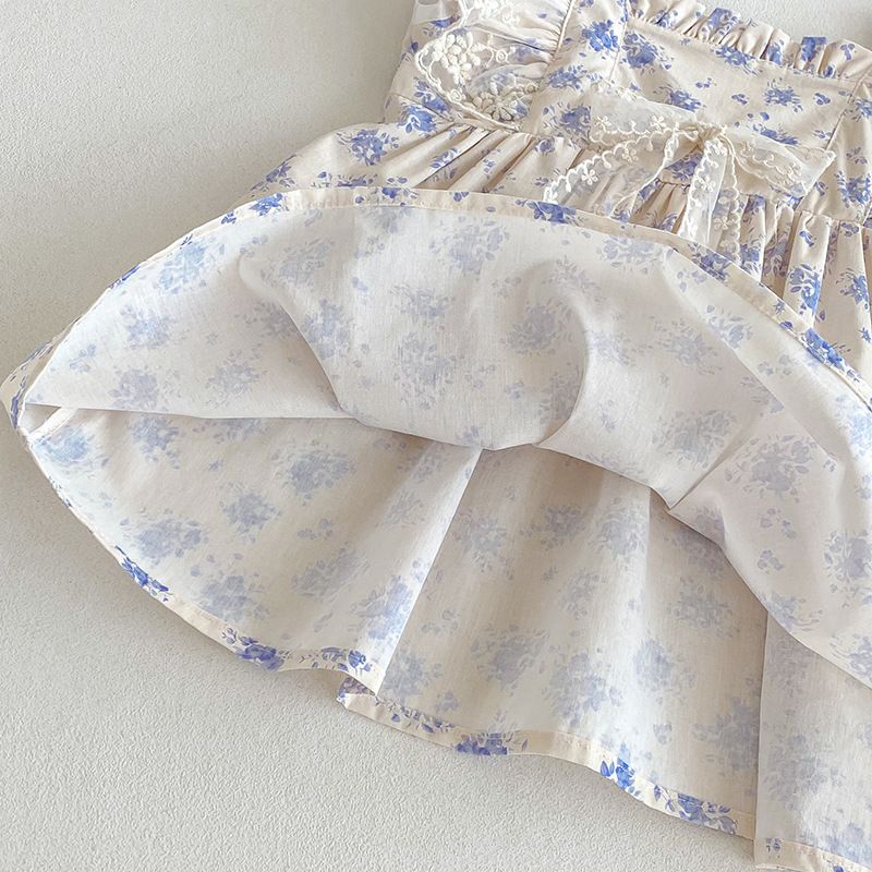 Barboteuse à fleurs pour bébé fille robe été style princesse_voghion.com