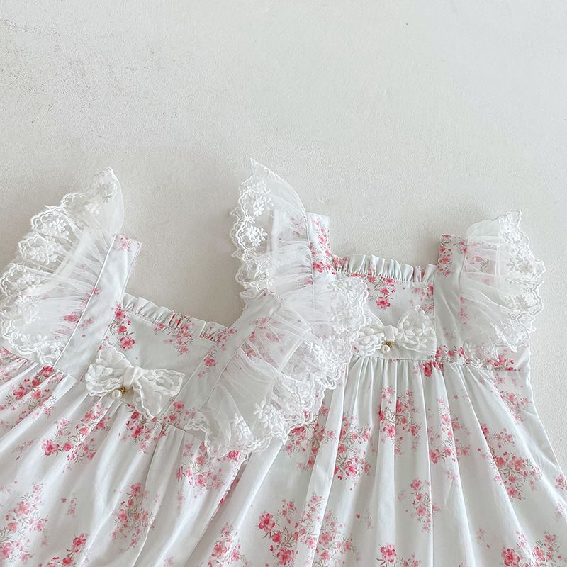 Robe barboteuse bébé fille style princesse dentelle été_voghion.com