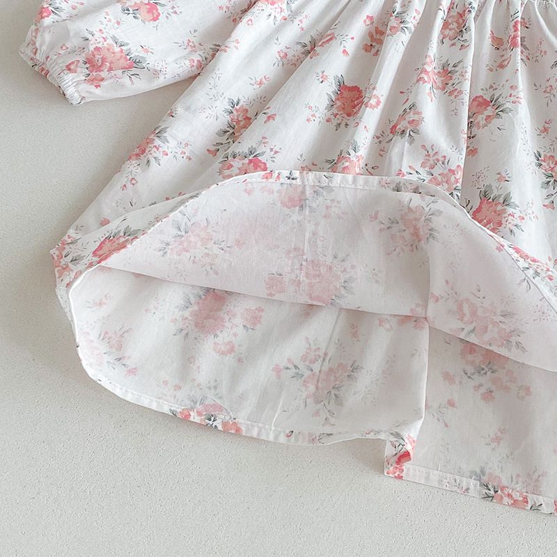 Baby Mädchen Prinzessinnen Strampler Kleid Langarm Blumen Herbst_voghion.com
