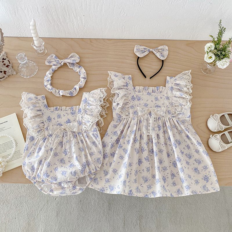 Barboteuse à fleurs pour bébé fille robe été style princesse_voghion.com