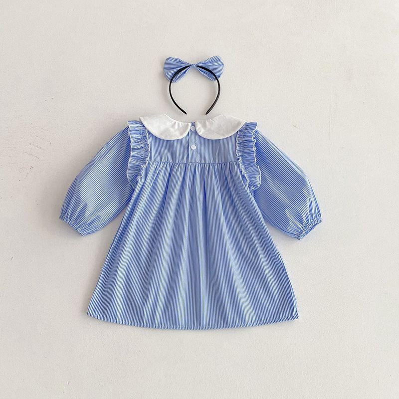 Mädchen Langarm Kleid Gestreiftes Freizeitkleid Für Den Herbst_voghion.com