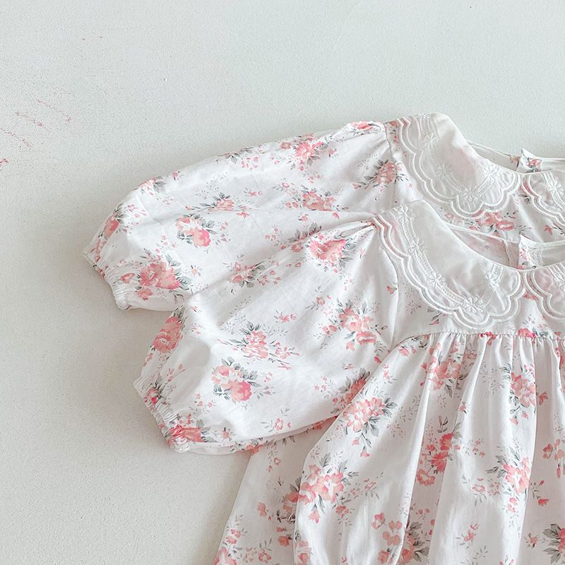 Baby Mädchen Prinzessinnen Strampler Kleid Langarm Blumen Herbst_voghion.com