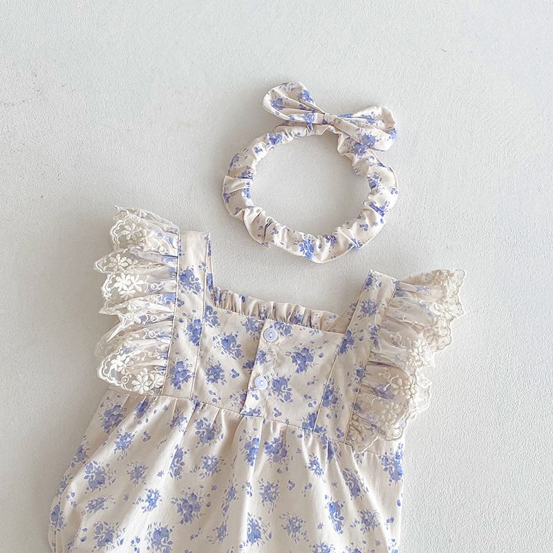 Barboteuse à fleurs pour bébé fille robe été style princesse_voghion.com