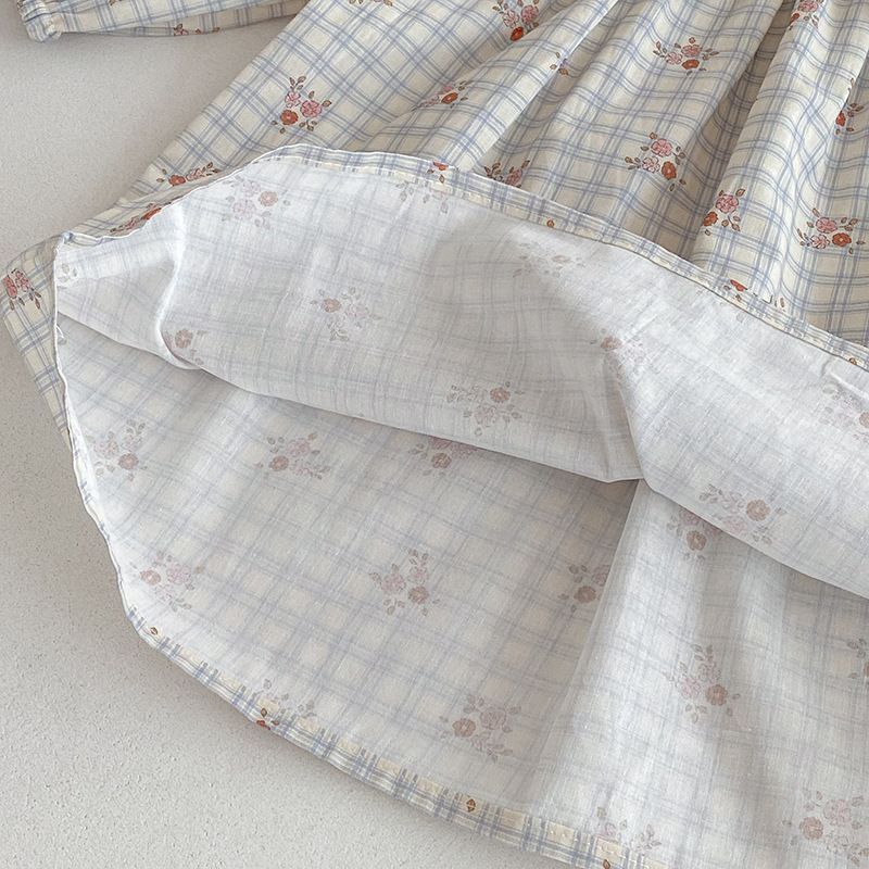Baby flickor rutig blommig romper och klänning höststil_voghion.com
