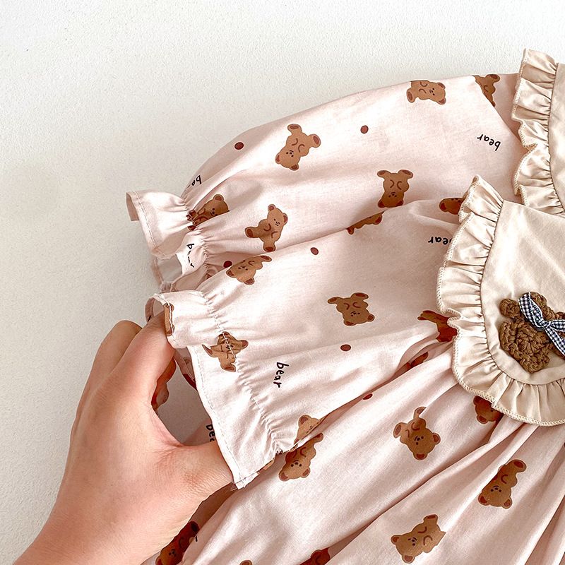Langarm Baby Mädchen Romper Kleid Mit Rüschen Und Kragen_voghion.com